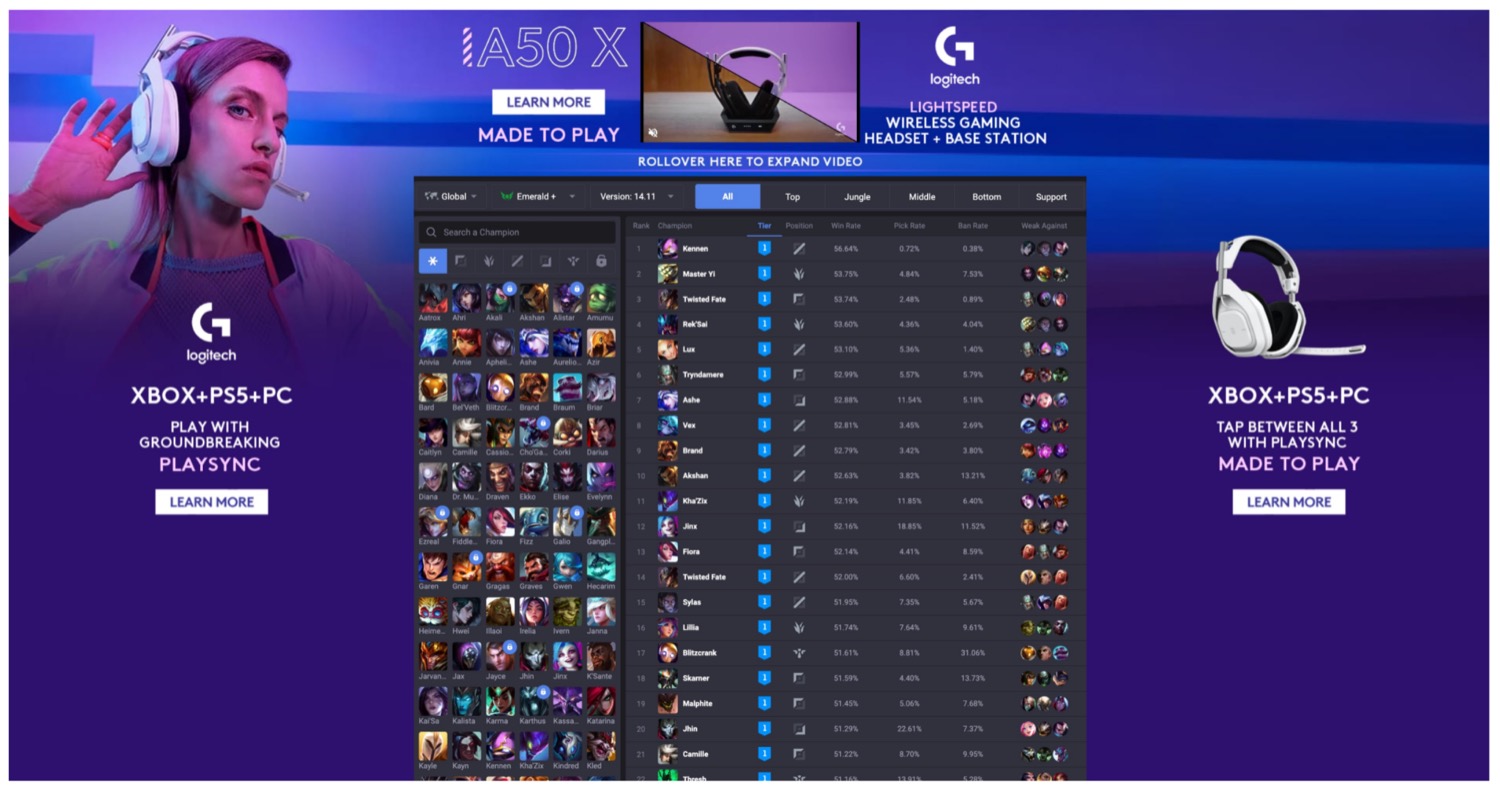 Logitech Astro campaign on OP.GG